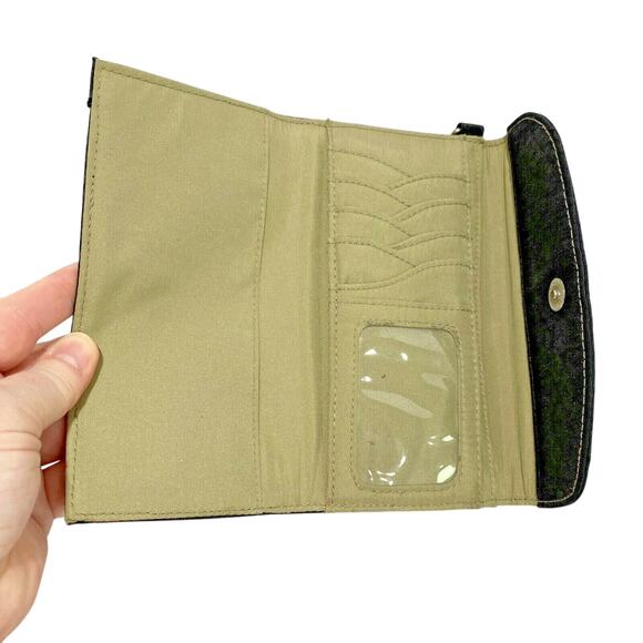 Baggallini black canvas wristlet clutch purse trifold wallet coin pocket ID card - Picture 5 of 6